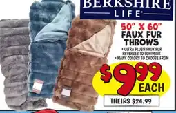 Ollie's 50 X 60 FAUX FUR THROWS offer