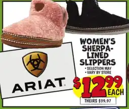 Ollie's WOMEN'S SHERPA-LINED SLIPPERS offer