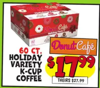 Ollie's DONUT CAFE 60 CT. HOLIDAY VARIETY K-CUP COFFEE offer