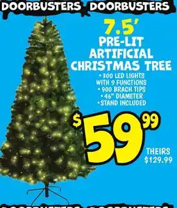 Ollie's 7.5' PRE-LIT ARTIFICIAL CHRISTMAS TREE offer