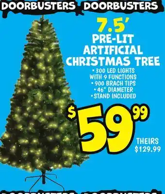 Ollie's 7.5' PRE-LIT ARTIFICIAL CHRISTMAS TREE offer