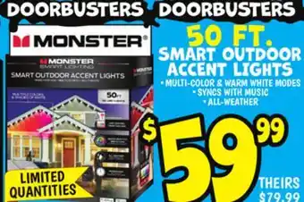 Ollie's MONSTER 50 FT. SMART OUTDOOR ACCENT LIGHTS offer