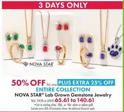 Boscov's NOVA STAR Lab Grown Gemstone Jewelry offer