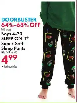 Boscov's Boys 4-20 SLEEP ON IT Super-Soft Sleep Pants offer