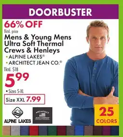 Boscov's Mens & Young Mens Ultra Soft Thermal Crews & Henleys offer