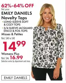 Boscov's EMILY DANIELS Novelty Tops offer