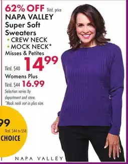 Boscov's NAPA VALLEY Super Soft Sweaters offer