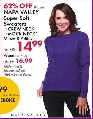Boscov's NAPA VALLEY Super Soft Sweaters offer