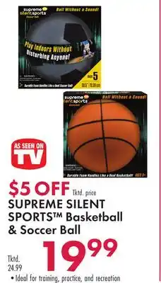 Boscov's SUPREME SILENT SPORTS Basketball & Soccer Ball offer