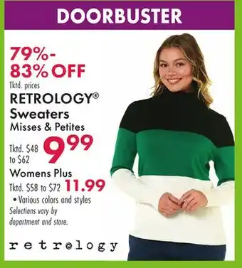 Boscov's RETROLOGY Sweaters Misses offer