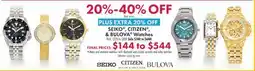 Boscov's SEIKO , CITIZEN , & BULOVA Watches offer