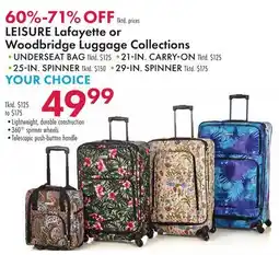 Boscov's LEISURE Lafayette or Woodbridge Luggage Collections offer