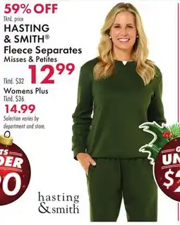 Boscov's HASTING & SMITH Fleece Separates offer