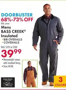 Boscov's Mens BASS CREEK Insulated BIB OVERALLS offer