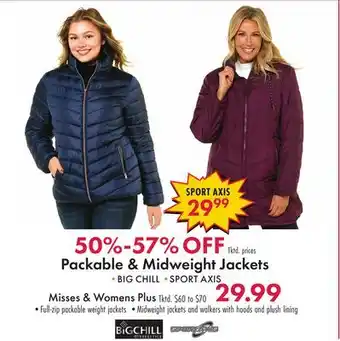 Boscov's Packable & Midweight Jackets offer