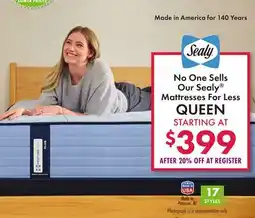 Boscov's No One Sells Our Sealy Mattresses For Less offer