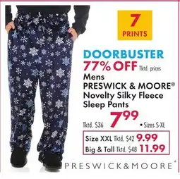 Boscov's Mens PRESWICK & MOORE Novelty Silky Fleece Sleep Pants offer