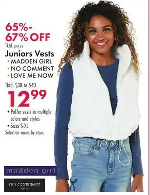 Boscov's Juniors Vests offer