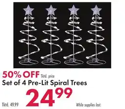 Boscov's Set of 4 Pre-Lit Spiral Trees offer