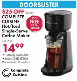Boscov's COMPLETE CUISINE Hot/Iced Single-Serve Coffee Maker offer