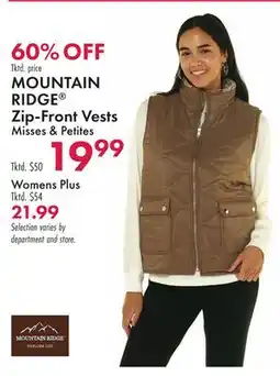 Boscov's MOUNTAIN RIDGE Zip-Front Vests offer