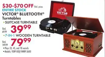 Boscov's ENTIRE STOCK VICTOR BLUETOOTH Turntables offer