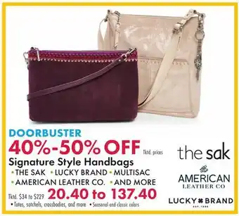 Boscov's Signature Style Handbags offer