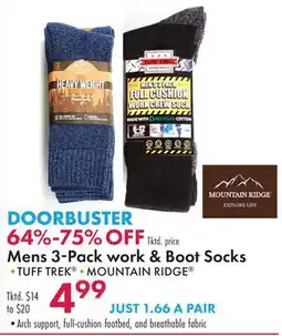 Boscov's Mens 3-Pack work & Boot Socks offer