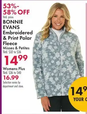 Boscov's BONNIE EVANS Embroidered & Print Polar Fleece offer