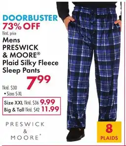 Boscov's Mens PRESWICK & MOORE Plaid Silky Fleece Sleep Pants offer