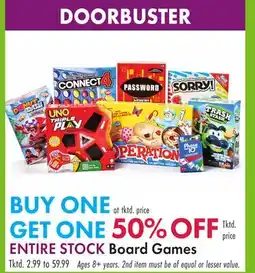 Boscov's ENTIRE STOCK Board Games offer