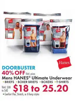 Boscov's Mens HANES Ultimate Underwear BRIEFS offer