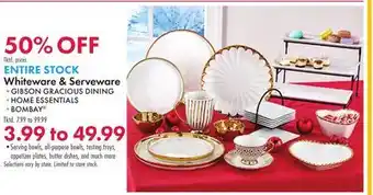 Boscov's ENTIRE STOCK Whiteware & Serveware offer