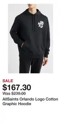 Nordstrom AllSaints Orlando Logo Cotton Graphic Hoodie offer