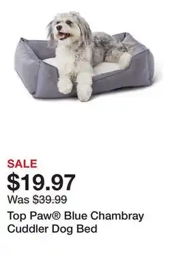 Petsmart Top Paw Blue Chambray Cuddler Dog Bed offer