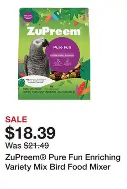 Petsmart ZuPreem Pure Fun Enriching Variety Mix Bird Food Mixer offer