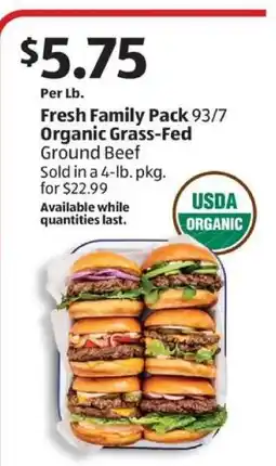 Aldi Fresh Family Pack 93/7 Organic Grass-Fed Ground Beef offer