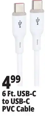Ocean State Job Lot 6 Ft. USB-C to USB-C PVC Cable offer