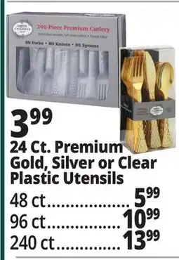 Ocean State Job Lot 24 Ct. Premium Gold, Silver or Clear Plastic Utensils offer