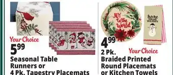 Ocean State Job Lot Seasonal Table Runners or 4 Pk. Tapestry Placemats offer