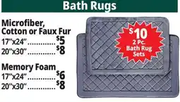 Ocean State Job Lot Bath Rugs Microfiber, Cotton or Faux Fur offer