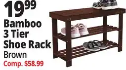 Ocean State Job Lot Homemaid Living 3-Tier Bamboo Shoe Rack & Bench Brown offer