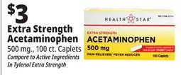 Ocean State Job Lot Health Star 500 mg Acetaminophen Pain Reliever 100 Caplets offer