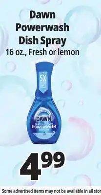 Ocean State Job Lot Dawn Platinum Plus Power wash Dish Spray 16 oz offer