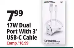 Ocean State Job Lot 17W Dual Port With 3' USB-C Cable offer