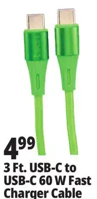 Ocean State Job Lot 3 Ft. USB-C to USB-C 60 W Fast Charger Cable offer
