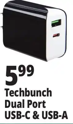 Ocean State Job Lot TechBunch Dual USB A+C Wall Charger offer