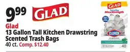 Ocean State Job Lot Glad 13 Gallon Tall Kitchen Drawstring Scented Trash Bags offer