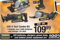 Menards 20V 4-Tool Combo Kit offer