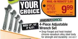 Menards 4-Piece Adjustable Wrench Set offer
